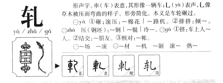 轧字字源字形