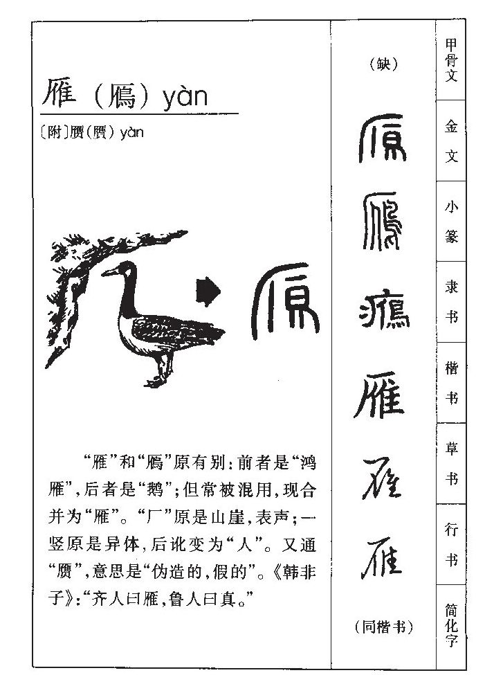 雁字字源字形