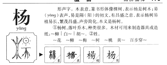 杨字字源字形