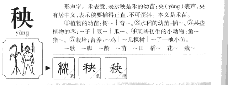秧字字源字形