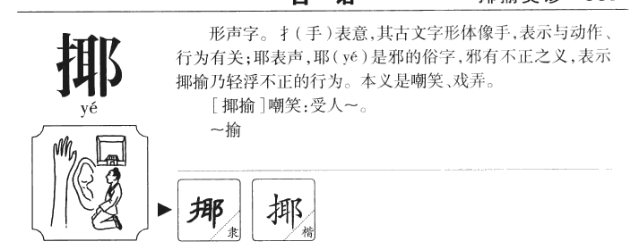 揶字字源字形