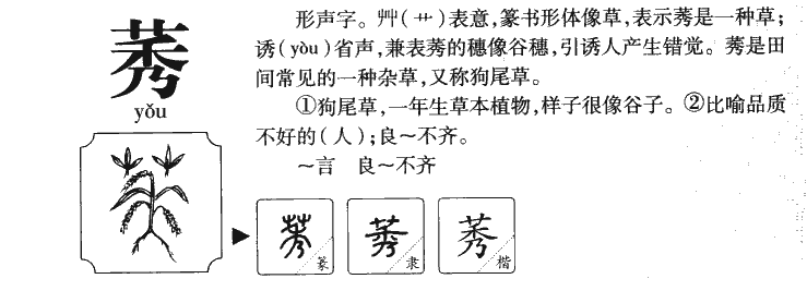 莠字字源字形