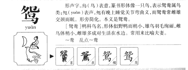 鸳字字源字形