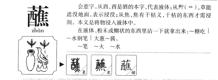 蘸字字源字形