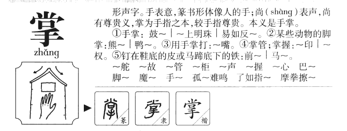 掌字字源字形