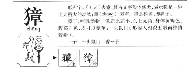獐字字源字形