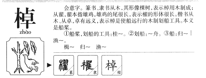 棹字字源字形