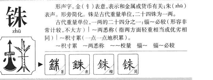 铢字字源字形