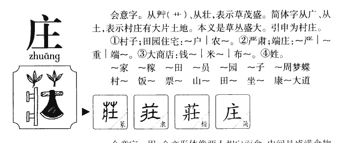 庄字字源字形